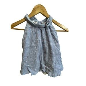 Carter's 12 Month Light Blue Denim & Hot Pink Poka Dot Dress w/ Bow & High Neck‎